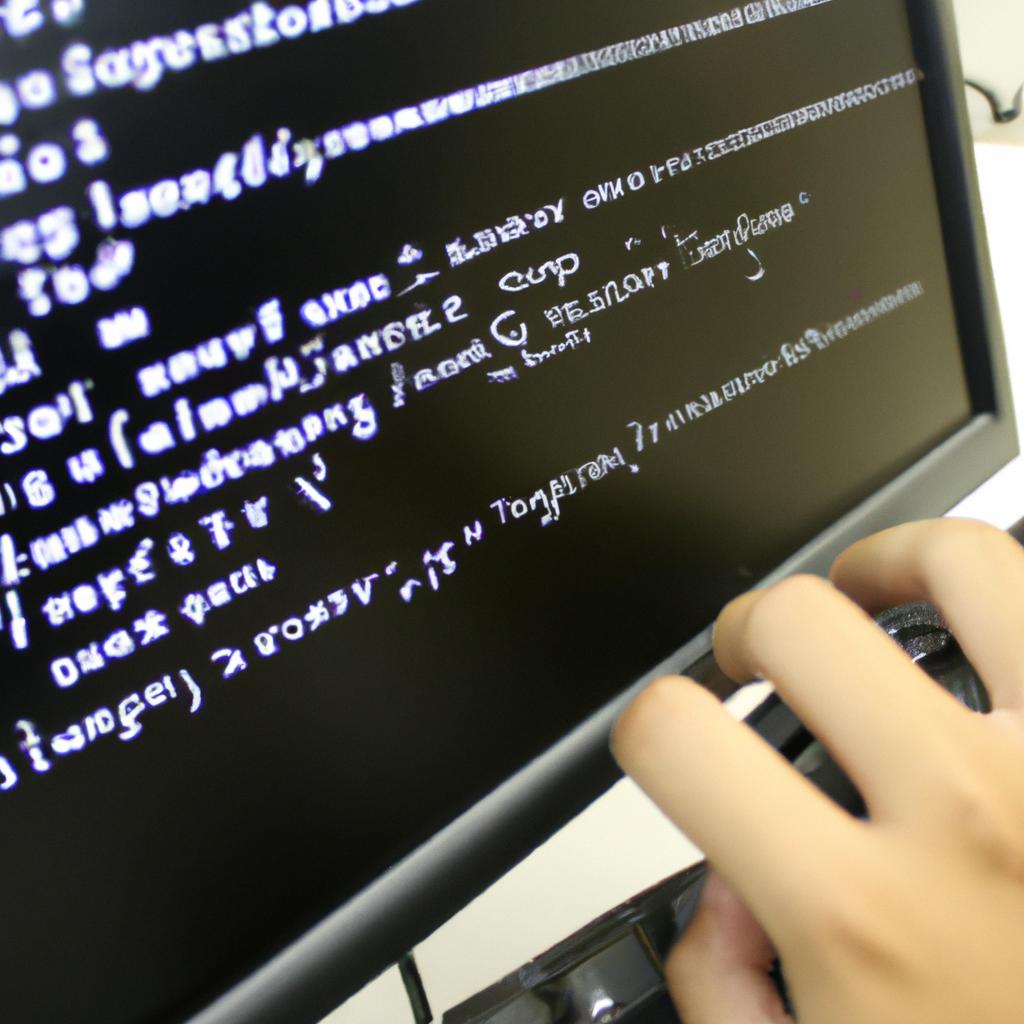 Person using computer coding software